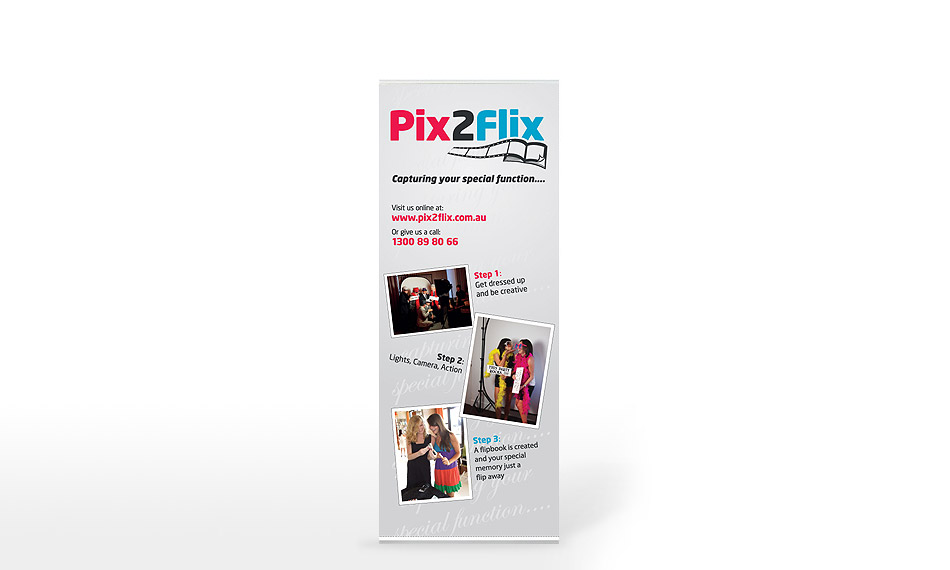 Large banner displays the process of Pix2Flix next to their working space.